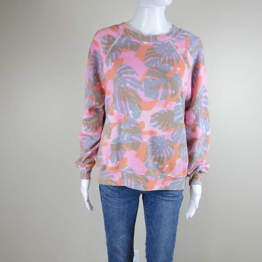 Wildfox Pink and Orange Leaf Print Sweatshirt